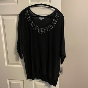 JM Collection Shimmering Black Lightweight Sweater